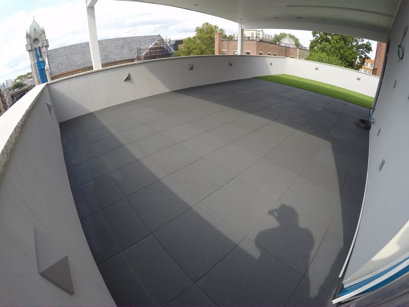 Rooftop Using Rubber Pavers with Our Turf-Top Tiles